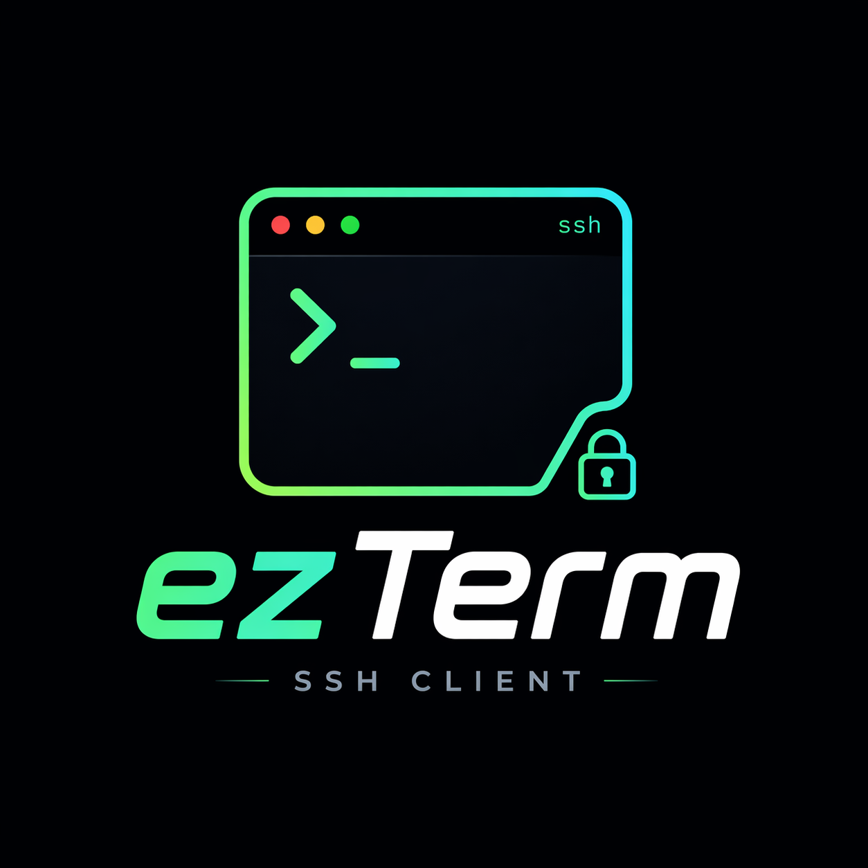 ezTerm with sessions sidebar, tabbed terminals, and SFTP side-pane